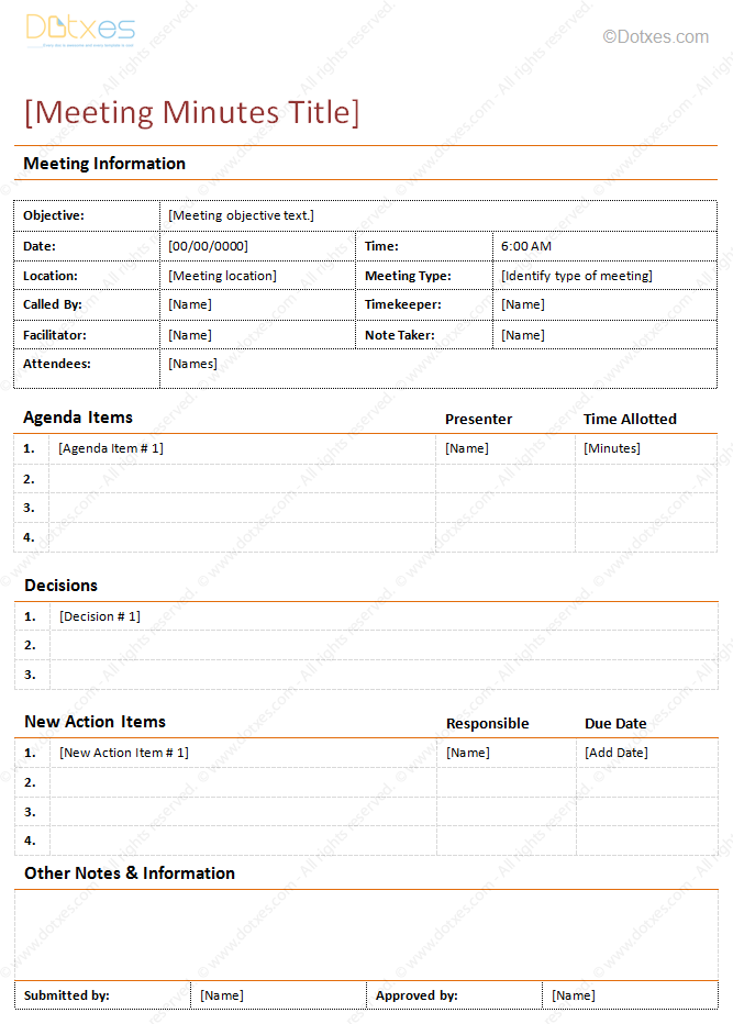 Meeting Minutes Template (Detailed Format) Dotxes