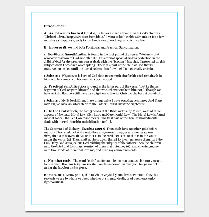 Sermon Outline Template 12+ For Word and PDF Format
