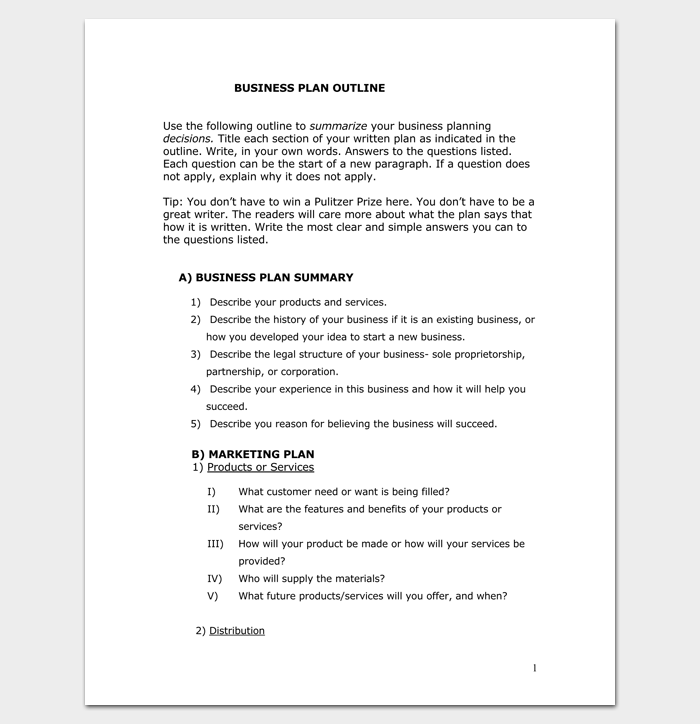 Business Plan Outline in PDF Format